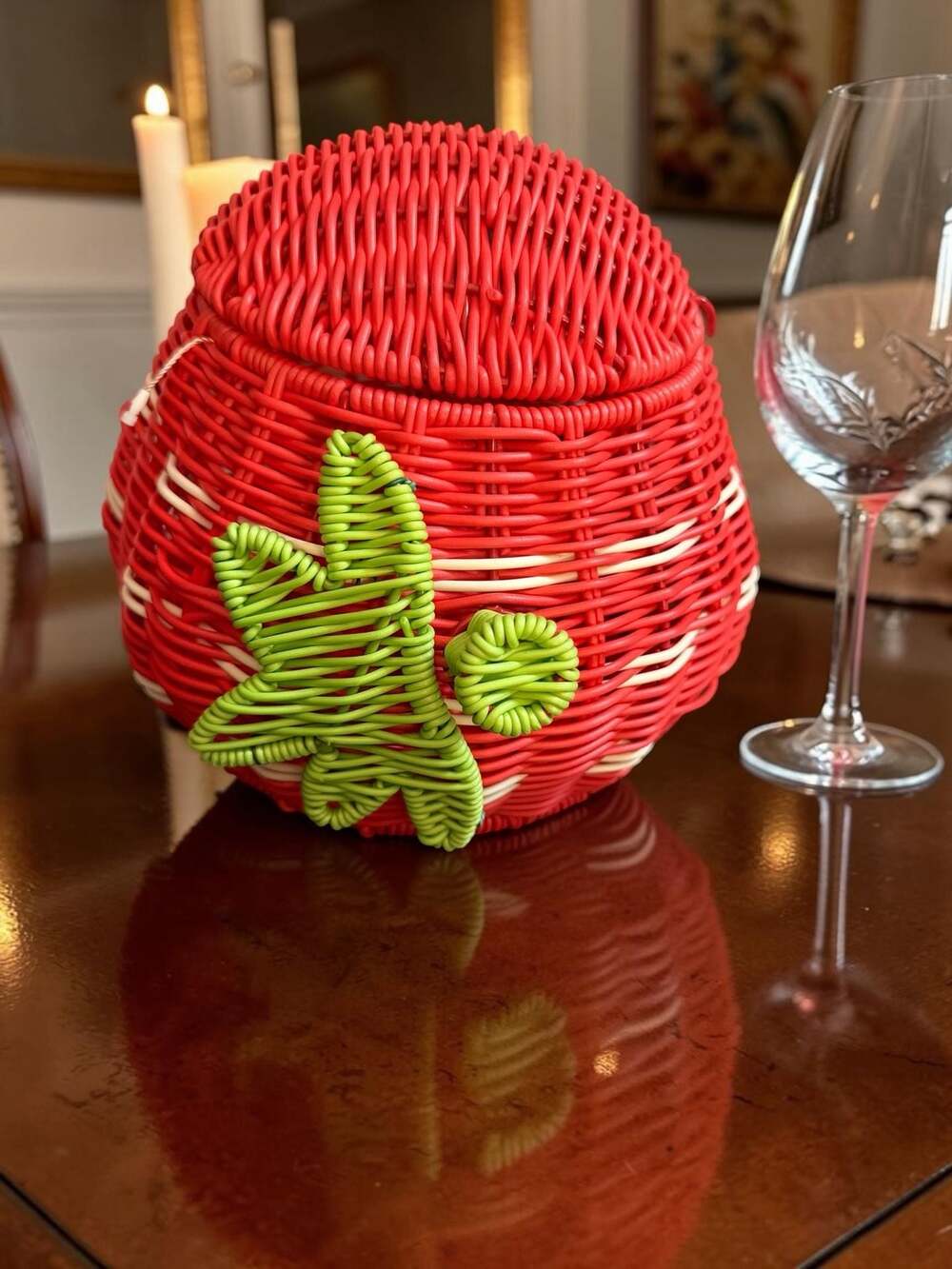 G6 Collection Hand Woven Strawberry Rattan Storage Basket with Lid
